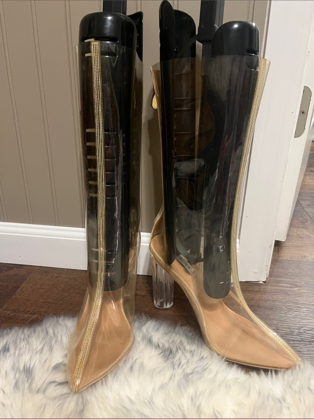 Cape Robbin Clear PVC Knee-High Boots with Nude Lining - Picture 4 of 4